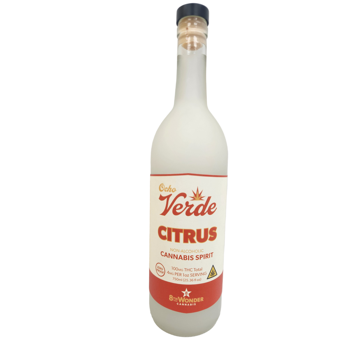 Bottle of Ocho Verde Citrus THC Spirit
