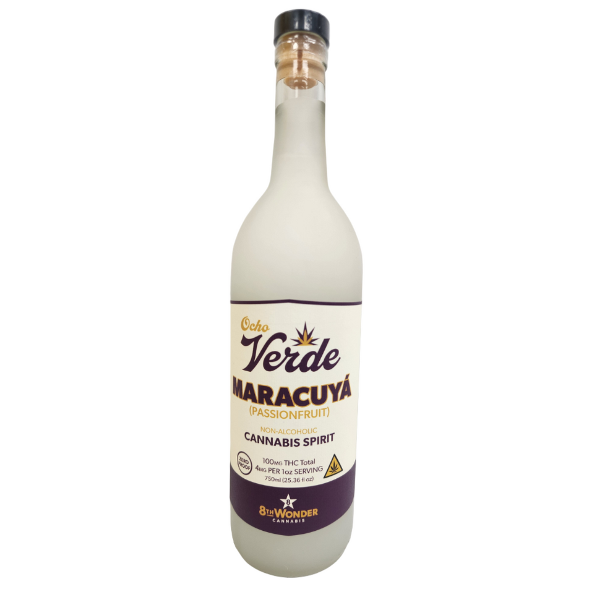 Bottle of Ocho Verde Cannabis Spirit Maracuya Passionfruit Flavor 