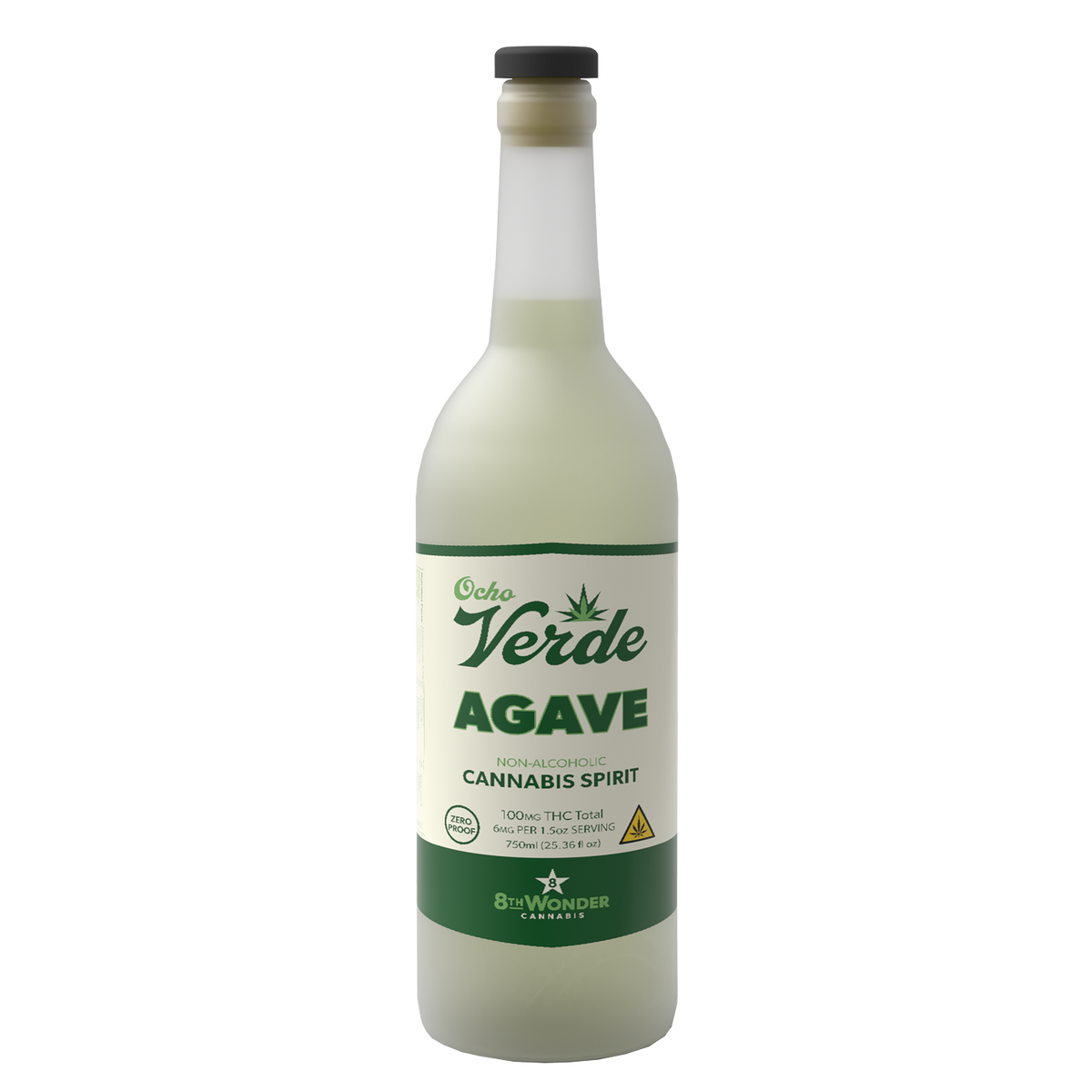 Bottle of Coto Verde Agave Cannabis Spirit on a white background