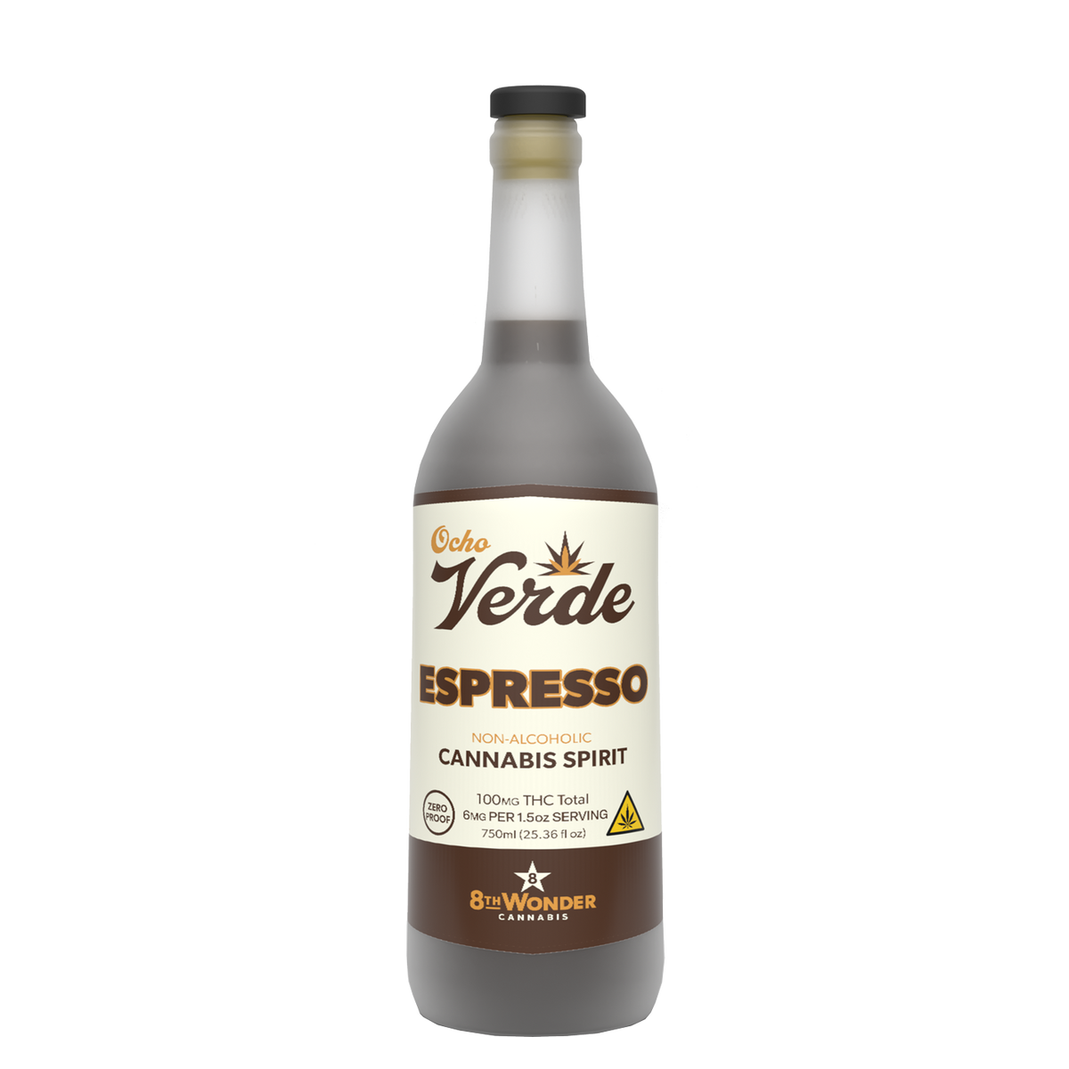 Bottle of Ocho Verde Cannabis Spirit Espresso Flavor