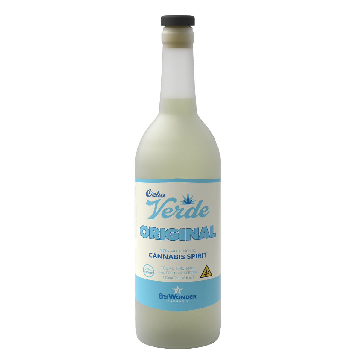 Bottle of Echo Verde Original Cannabis Spirit on a white background