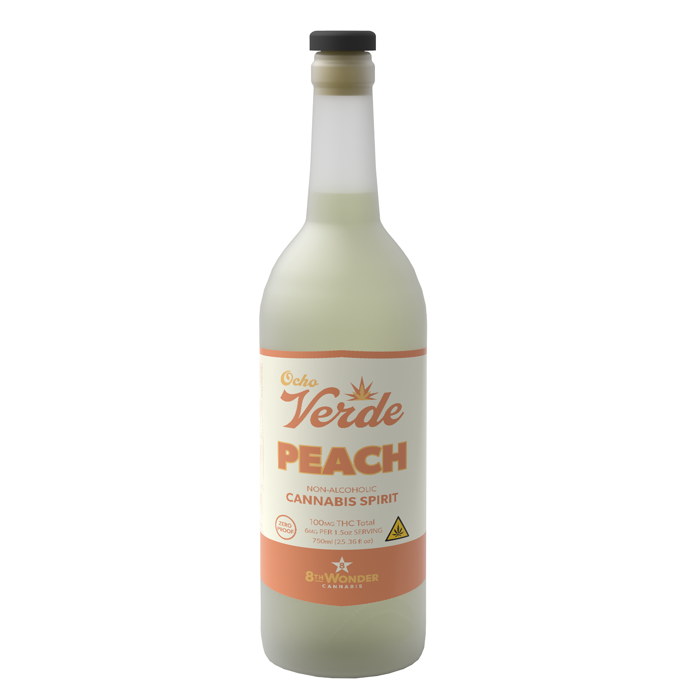 Ocho Verde Peach - Hemp Derived THC Cannabis Spirit (750mL)