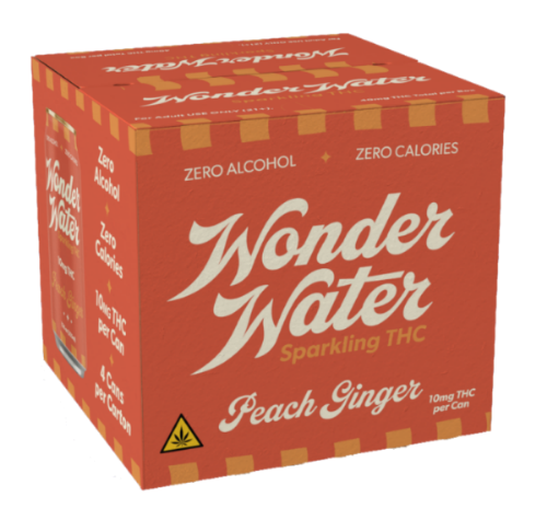 Wonder Water Peach Ginger THC Seltzer - 10mg Can (4-pack)