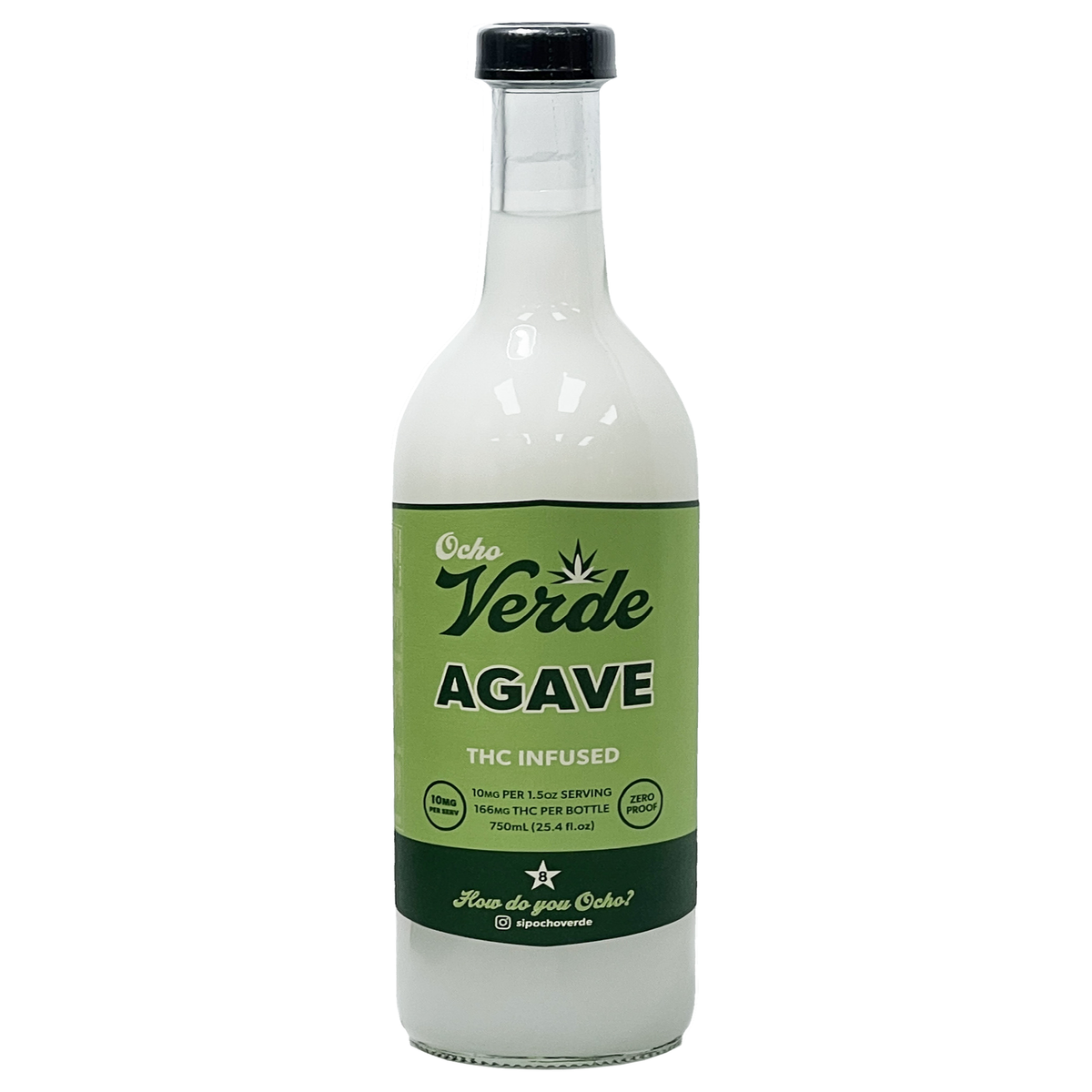 Ocho Verde Agave High-Dose THC spirit, 750mL bottle, 166mg THC, 10mg per 1.5oz serving [house v3]