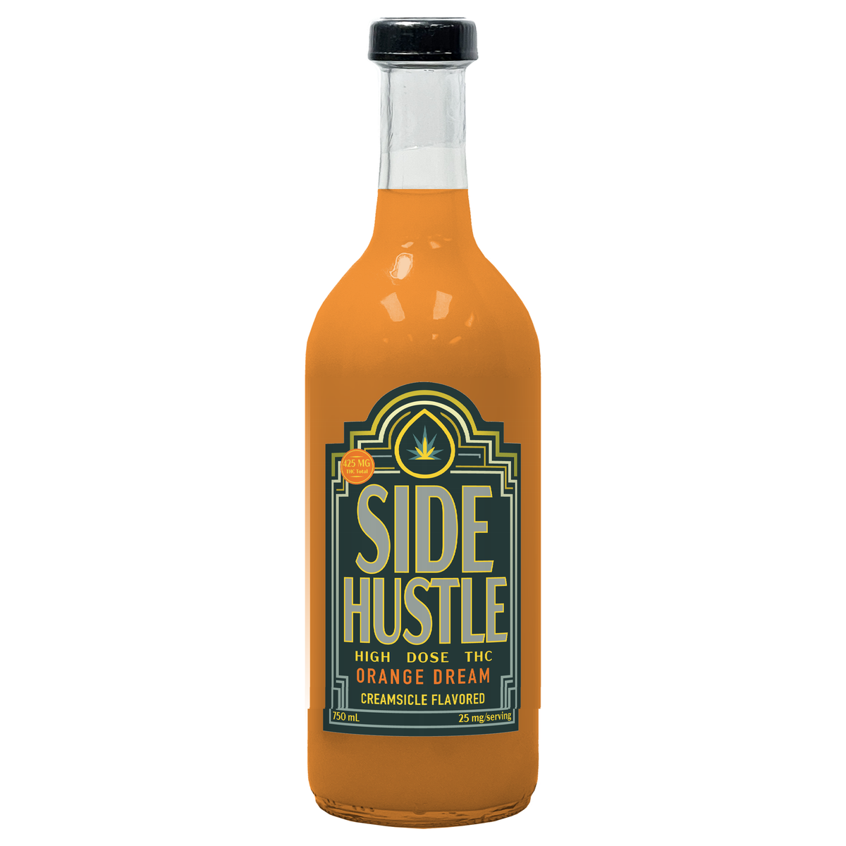 Side Hustle Orange Dream high-dose THC spirit, 750mL bottle, 425mg THC total, 25mg per serving [house v3]