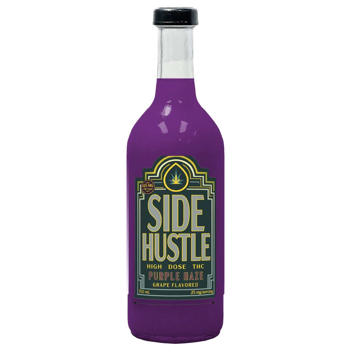 Side Hustle Purple Haze high-dose THC spirit, 750mL bottle, 425mg THC total, 25mg per serving [house v3]